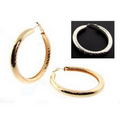 Open Pipe Textured Hoop Earrings Silver